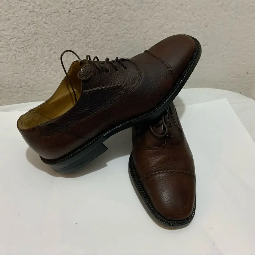 Cole  HAAN men’s shoes Oxford leather brown vibram soles 6.5 E made in Italy